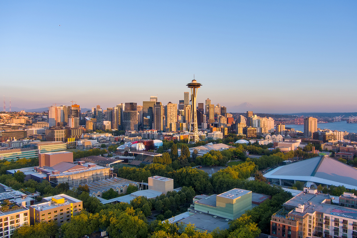 Seattle Space Needle seen from below